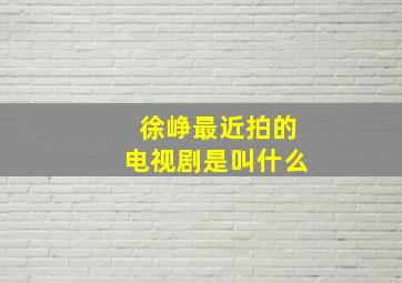 徐峥最近拍的电视剧是叫什么