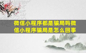 微信小程序都是骗局吗微信小程序骗局是怎么回事