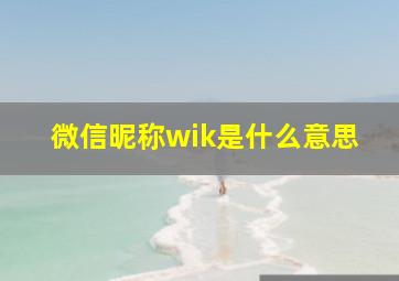 微信昵称wik是什么意思(