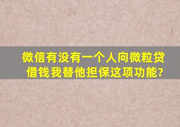 微信有没有一个人向微粒贷借钱,我替他担保这项功能?