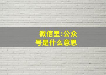 微信里:公众号是什么意思 