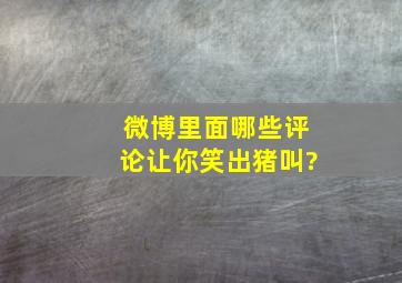 微博里面哪些评论,让你笑出猪叫?