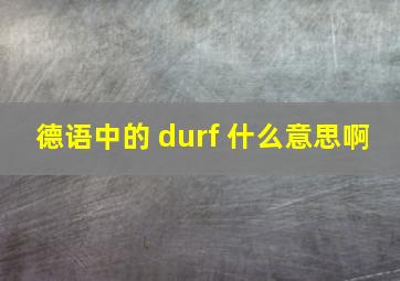 德语中的 durf 什么意思啊