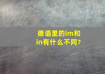 德语里的im和in有什么不同?