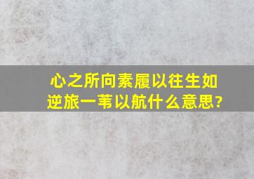 心之所向,素履以往,生如逆旅,一苇以航什么意思?