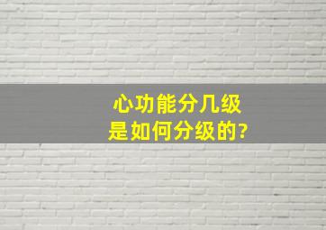 心功能分几级,是如何分级的?