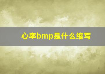 心率bmp是什么缩写