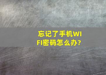 忘记了手机WIFI密码怎么办?