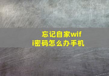 忘记自家wifi密码怎么办手机