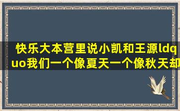 快乐大本营里说小凯和王源“我们一个像夏天一个像秋天,却总能把...