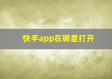 快手app在哪里打开