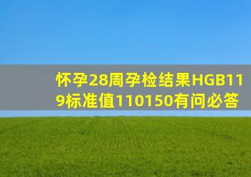 怀孕28周孕检结果HGB119标准值110150有问必答