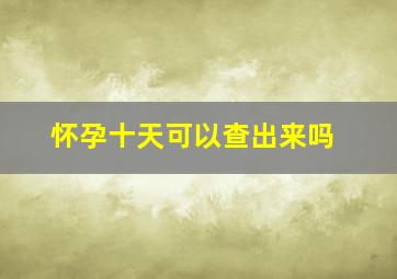 怀孕十天可以查出来吗