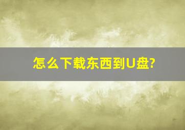 怎么下载东西到U盘?