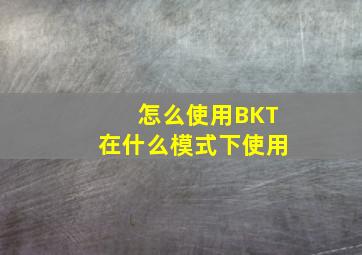 怎么使用BKT,在什么模式下使用