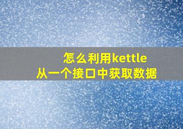 怎么利用kettle从一个接口中获取数据