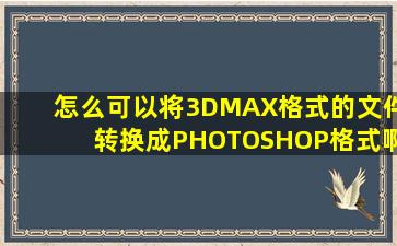 怎么可以将3DMAX格式的文件转换成PHOTOSHOP格式啊