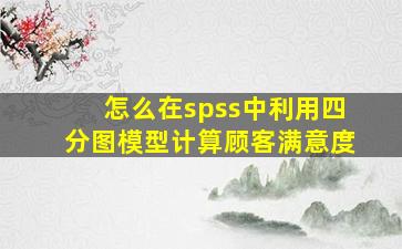 怎么在spss中利用四分图模型计算顾客满意度