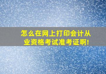 怎么在网上打印会计从业资格考试准考证啊!