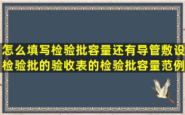 怎么填写检验批容量(还有导管敷设检验批的验收表的检验批容量范例