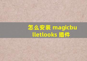 怎么安装 magicbulletlooks 插件