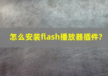 怎么安装flash播放器插件?