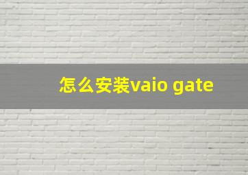 怎么安装vaio gate