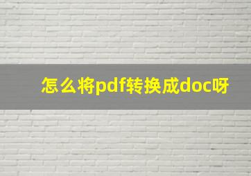 怎么将pdf转换成doc呀