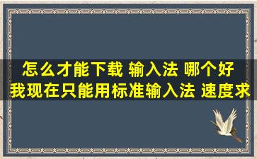 怎么才能下载 输入法 哪个好 我现在只能用标准输入法 速度求解