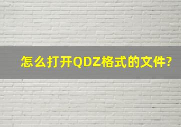 怎么打开QDZ格式的文件?