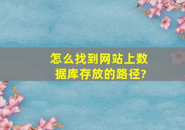 怎么找到网站上数据库存放的路径?