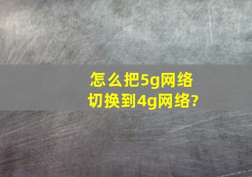 怎么把5g网络切换到4g网络?