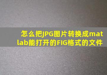 怎么把JPG图片转换成matlab能打开的FIG格式的文件(