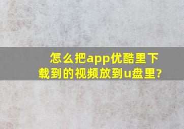 怎么把app优酷里下载到的视频放到u盘里?