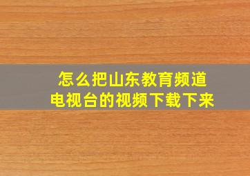 怎么把山东教育频道电视台的视频下载下来