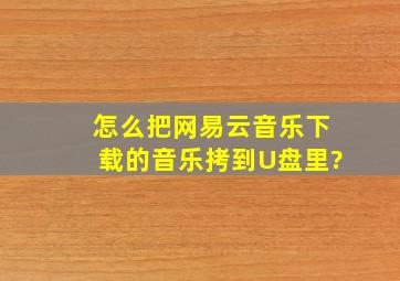 怎么把网易云音乐下载的音乐拷到U盘里?