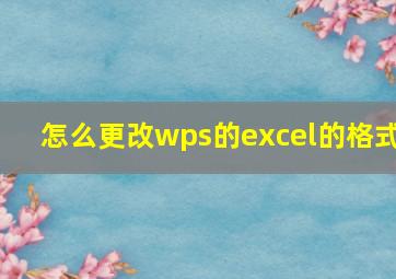 怎么更改wps的excel的格式