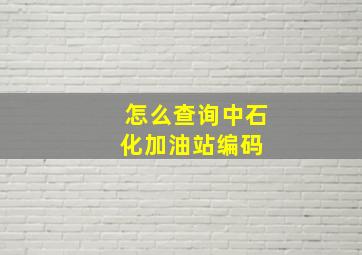 怎么查询中石化加油站编码 