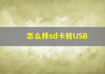 怎么样sd卡转USB