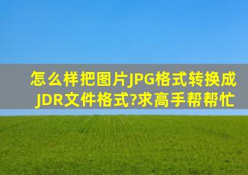 怎么样把图片JPG格式转换成JDR文件格式?求高手帮帮忙