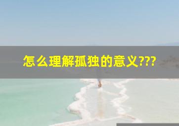 怎么理解孤独的意义???