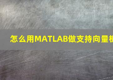 怎么用MATLAB做支持向量机