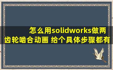 怎么用solidworks做两齿轮啮合动画 给个具体步骤(都有哪些配合 需要...