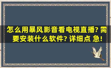 怎么用暴风影音看电视直播? 需要安装什么软件? 详细点 急!