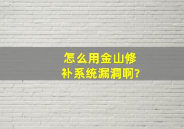 怎么用金山修补系统漏洞啊?