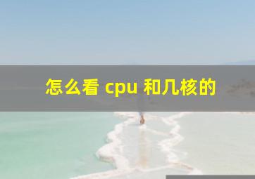 怎么看 cpu 和几核的