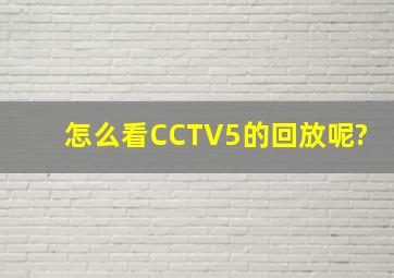 怎么看CCTV5的回放呢?