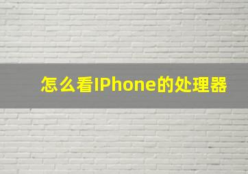 怎么看IPhone的处理器