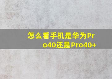 怎么看手机是华为Pro40还是Pro40+