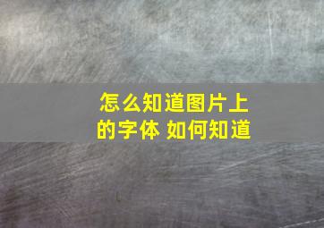 怎么知道图片上的字体 如何知道